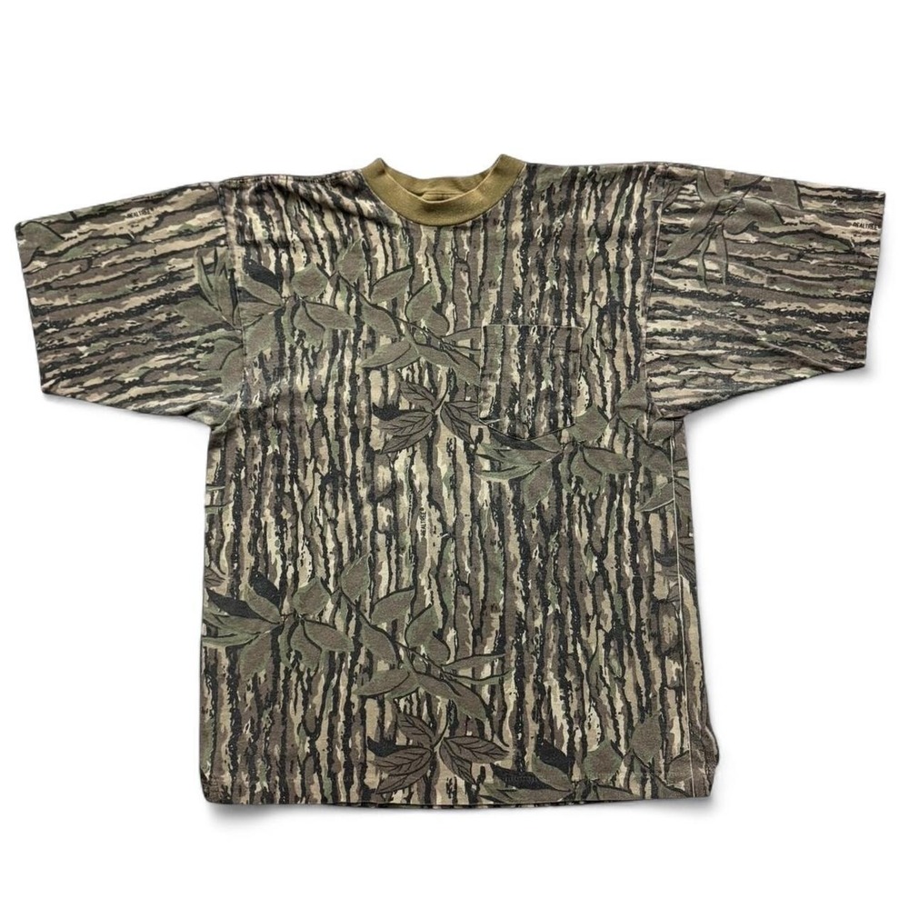 Vintage 90s Sports Afield Camo Camouflage Single Stitch T-Shirt Tee USA Sz L